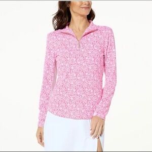 Cabana Life Half-Zip Sport Top UV Protection Pink size Large